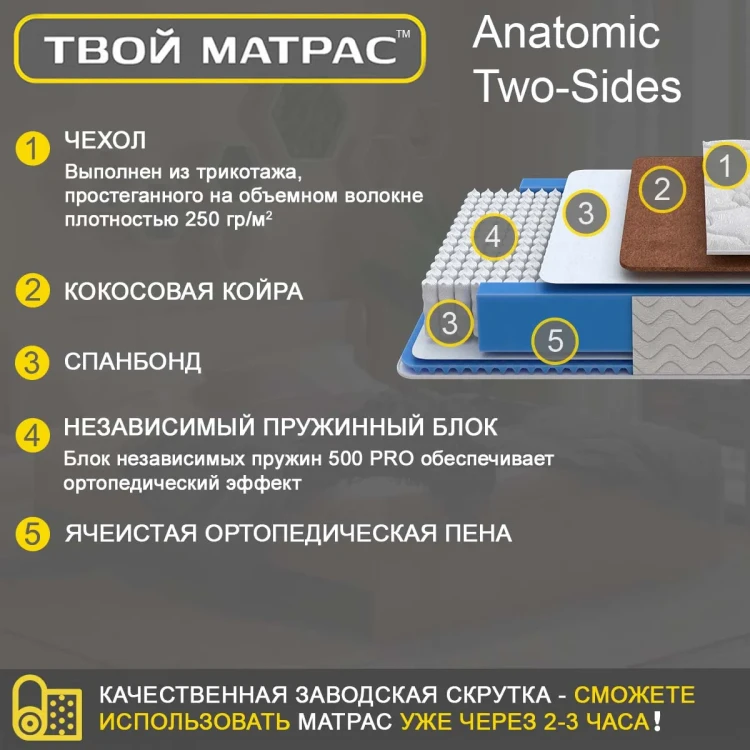 Твой Матрас Anatomic Two-Sides 80 х 190 см