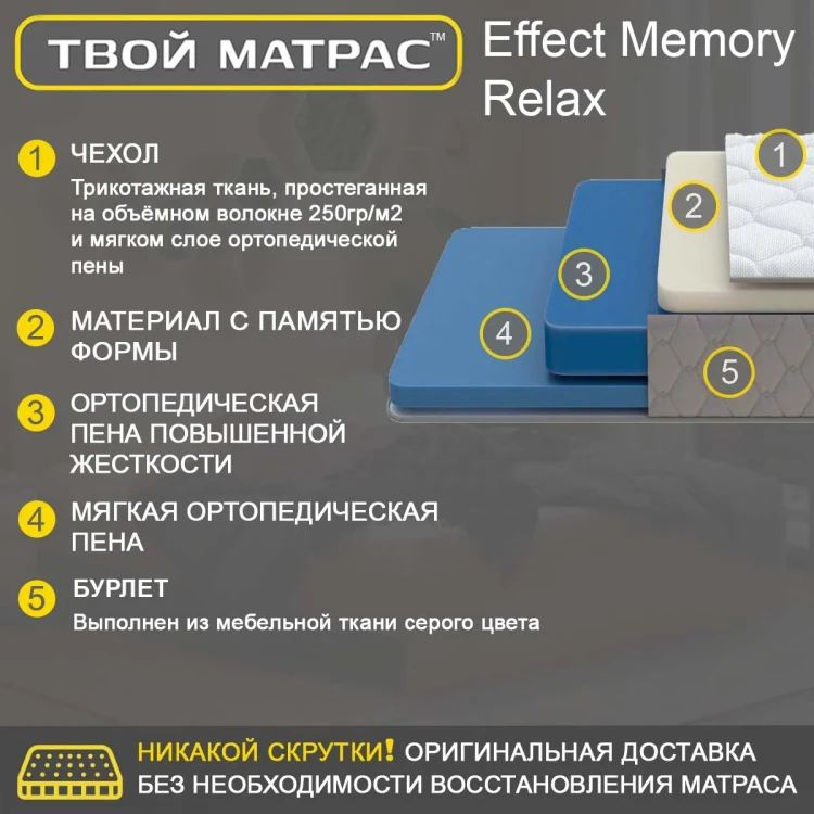 Твой Матрас Effect Memory Relax 80 х 190 см