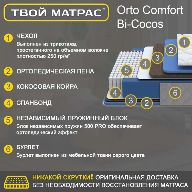 Твой Матрас Orto Comfort Bi-Cocos 80 х 190 см